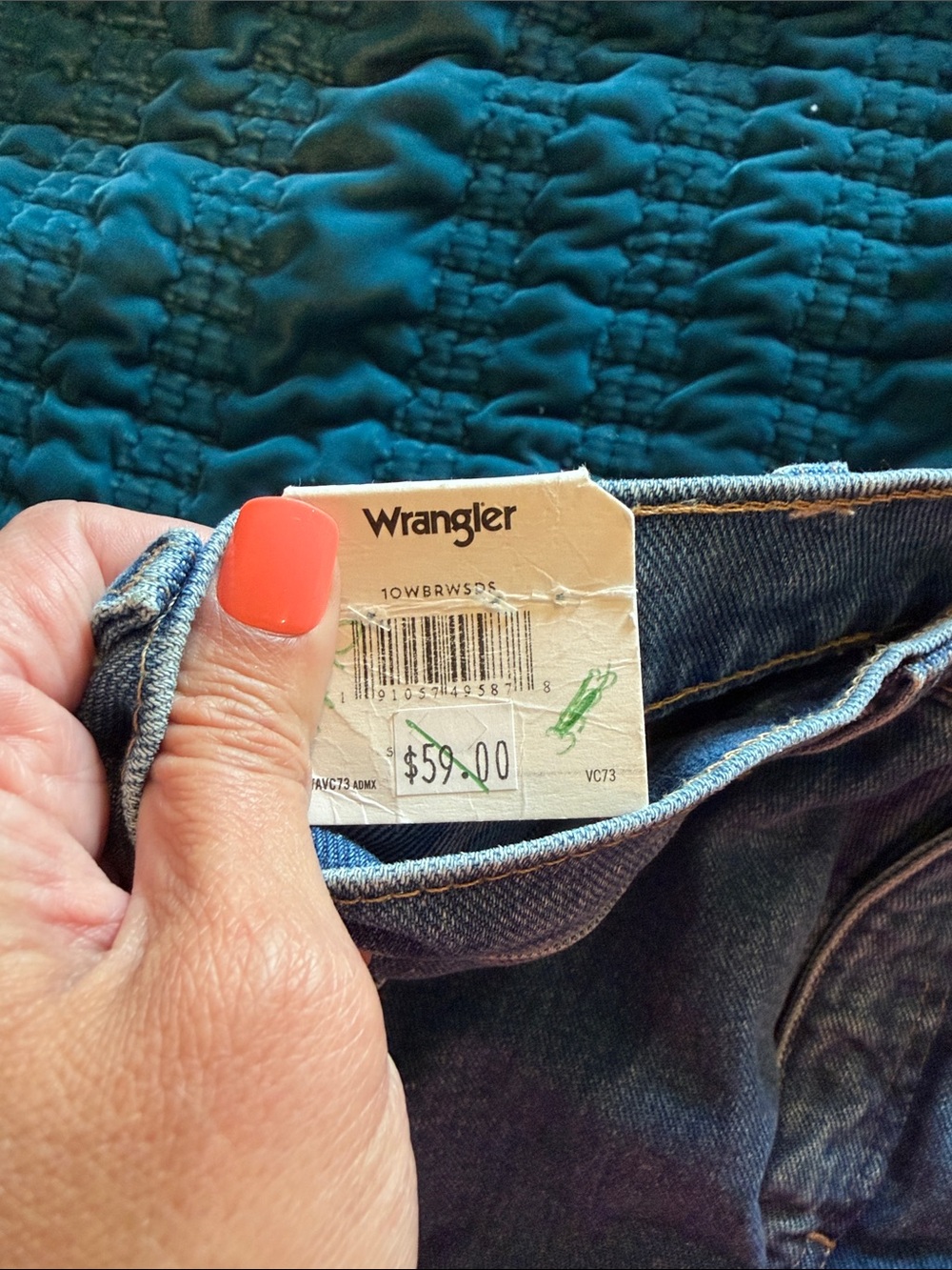 Wrangler Blue Frayed Hem High-Waist Denim Shorts - Picture 8 of 8
